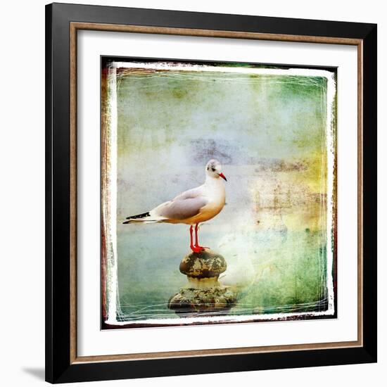 Sea Gull-Artistic Retro Styled Picture-Maugli-l-Framed Art Print