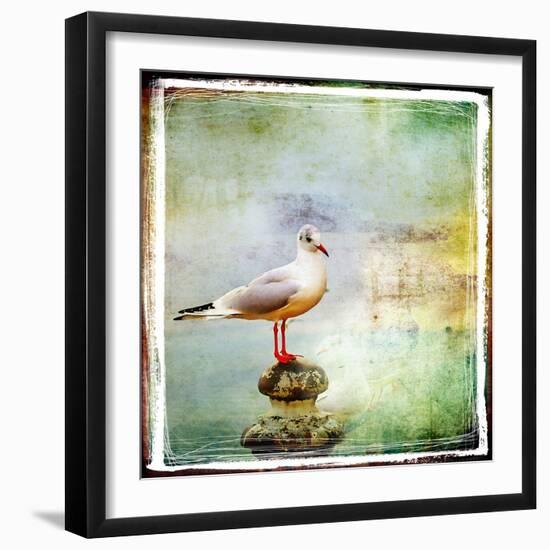 Sea Gull-Artistic Retro Styled Picture-Maugli-l-Framed Art Print