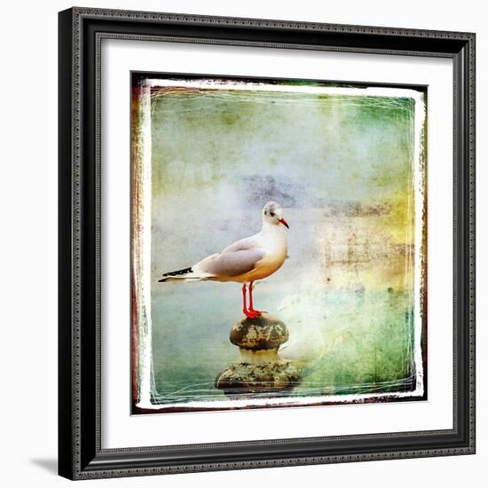 Sea Gull-Artistic Retro Styled Picture-Maugli-l-Framed Art Print