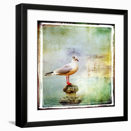 Sea Gull-Artistic Retro Styled Picture-Maugli-l-Framed Premium Giclee Print