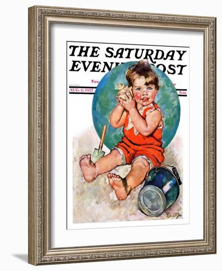 "Sea in the Shell," Saturday Evening Post Cover, August 6, 1927-Ellen Pyle-Framed Giclee Print