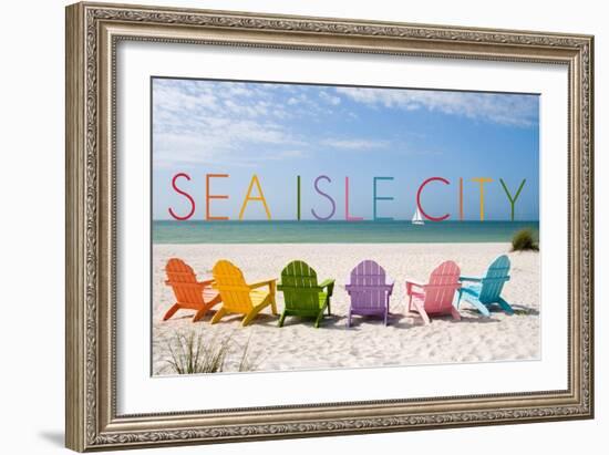 Sea Isle City, New Jersey - Colorful Chairs-Lantern Press-Framed Art Print