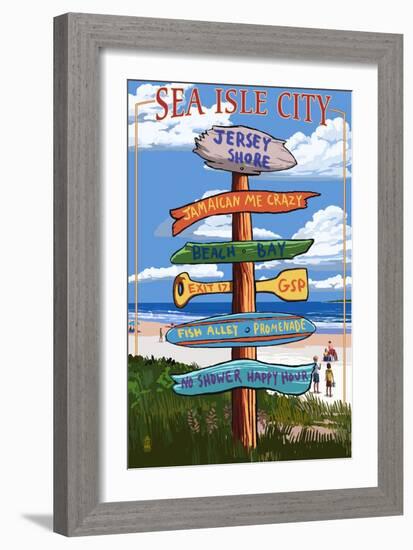 Sea Isle City, New Jersey - Destination Sign-Lantern Press-Framed Art Print