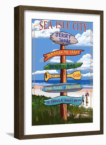 Sea Isle City, New Jersey - Destination Sign-Lantern Press-Framed Art Print