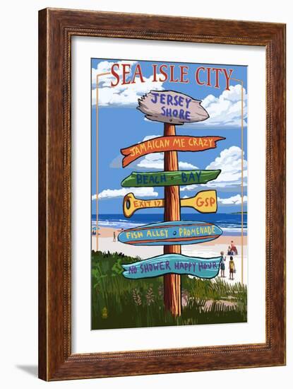 Sea Isle City, New Jersey - Destination Sign-Lantern Press-Framed Art Print