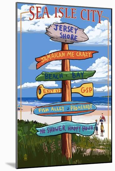 Sea Isle City, New Jersey - Destination Sign-Lantern Press-Mounted Art Print