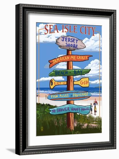 Sea Isle City, New Jersey - Destination Sign-Lantern Press-Framed Art Print
