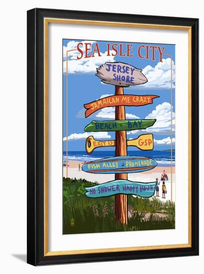 Sea Isle City, New Jersey - Destination Sign-Lantern Press-Framed Art Print