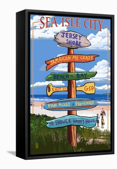 Sea Isle City, New Jersey - Destination Sign-Lantern Press-Framed Stretched Canvas