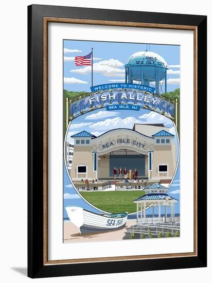 Sea Isle City, New Jersey - Montage-Lantern Press-Framed Art Print