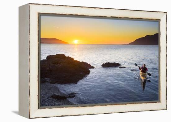 Sea Kayaker at Vendovi Island, San Juan Islands, Washington-Gary Luhm-Framed Premier Image Canvas