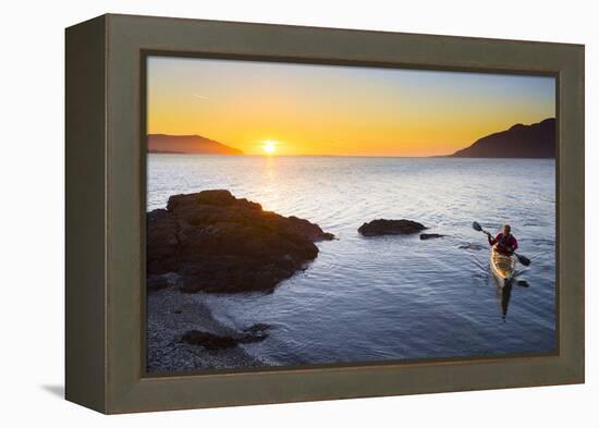 Sea Kayaker at Vendovi Island, San Juan Islands, Washington-Gary Luhm-Framed Premier Image Canvas