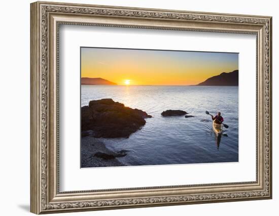 Sea Kayaker at Vendovi Island, San Juan Islands, Washington-Gary Luhm-Framed Photographic Print