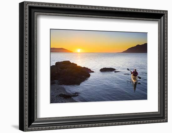 Sea Kayaker at Vendovi Island, San Juan Islands, Washington-Gary Luhm-Framed Photographic Print