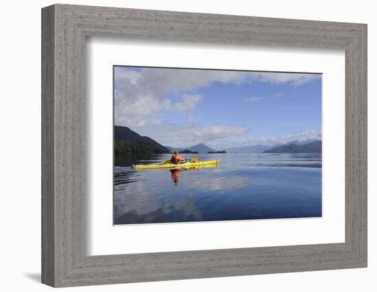 Sea Kayaker in Canal Jacaf, Chonos Archipelago, Aysen, Chile-Fredrik Norrsell-Framed Photographic Print