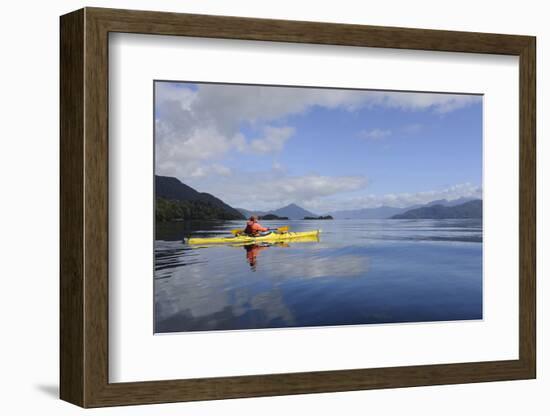 Sea Kayaker in Canal Jacaf, Chonos Archipelago, Aysen, Chile-Fredrik Norrsell-Framed Photographic Print