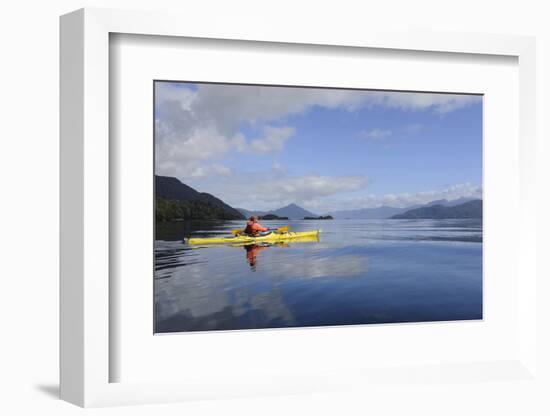 Sea Kayaker in Canal Jacaf, Chonos Archipelago, Aysen, Chile-Fredrik Norrsell-Framed Photographic Print