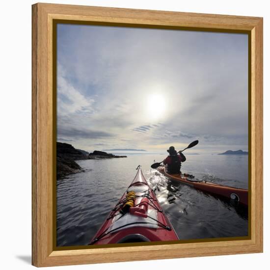 Sea Kayakers Paddle Along the Shore of Rosario Strait, San Juan Islands, Washington, USA-Gary Luhm-Framed Premier Image Canvas