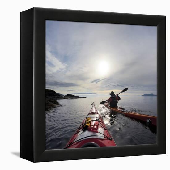 Sea Kayakers Paddle Along the Shore of Rosario Strait, San Juan Islands, Washington, USA-Gary Luhm-Framed Premier Image Canvas