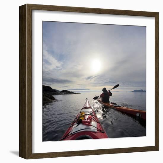 Sea Kayakers Paddle Along the Shore of Rosario Strait, San Juan Islands, Washington, USA-Gary Luhm-Framed Photographic Print