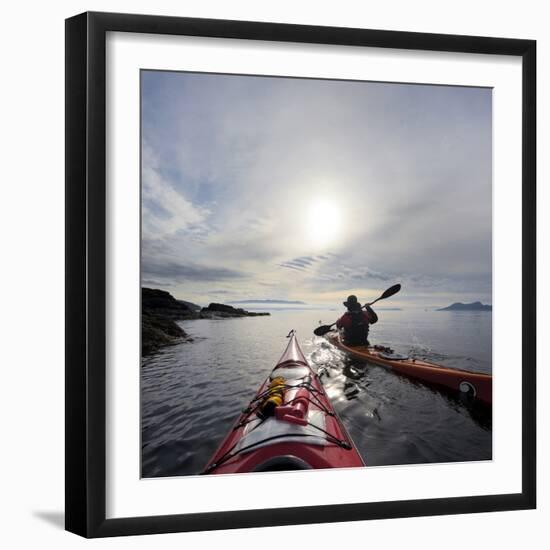 Sea Kayakers Paddle Along the Shore of Rosario Strait, San Juan Islands, Washington, USA-Gary Luhm-Framed Photographic Print