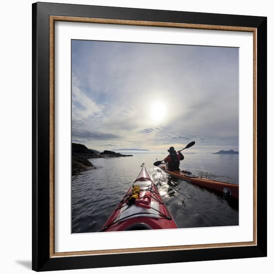 Sea Kayakers Paddle Along the Shore of Rosario Strait, San Juan Islands, Washington, USA-Gary Luhm-Framed Photographic Print