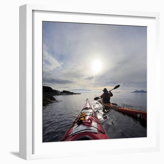 Sea Kayakers Paddle Along the Shore of Rosario Strait, San Juan Islands, Washington, USA-Gary Luhm-Framed Photographic Print