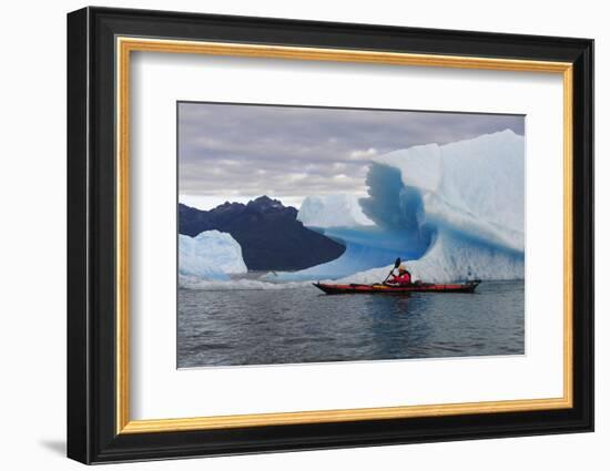 Sea Kayaking Among Icebergs, Laguna San Rafael NP, Aysen, Chile-Fredrik Norrsell-Framed Photographic Print