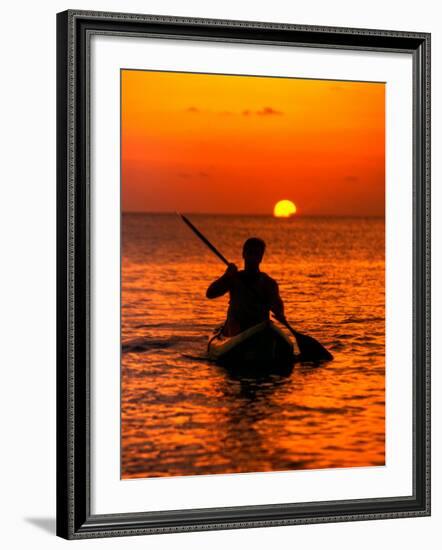 Sea Kayaking at Sunset, Bahama Out Islands, Bahamas-Greg Johnston-Framed Photographic Print