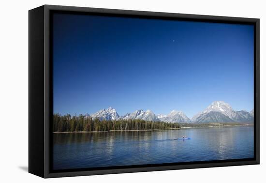 Sea Kayaking Jackson Lake In Grand Teton National Park, WY-Justin Bailie-Framed Premier Image Canvas