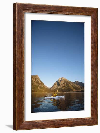 Sea Kayaking Jackson Lake In Grand Teton National Park, WY-Justin Bailie-Framed Photographic Print