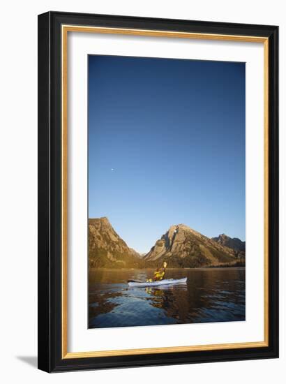 Sea Kayaking Jackson Lake In Grand Teton National Park, WY-Justin Bailie-Framed Photographic Print