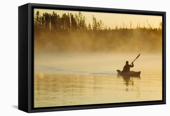 Sea Kayaking Jackson Lake In Grand Teton National Park, WY-Justin Bailie-Framed Premier Image Canvas