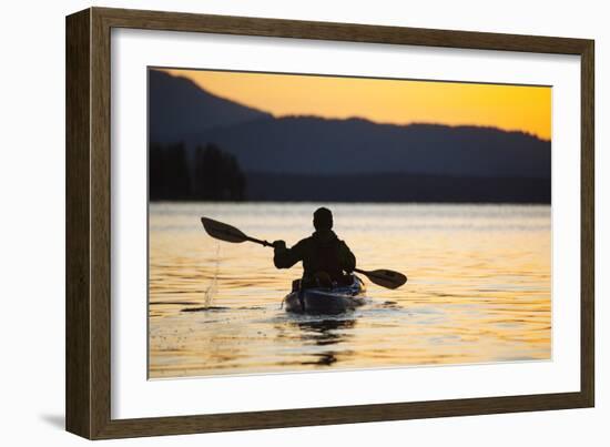 Sea Kayaking Jackson Lake In Grand Teton National Park, WY-Justin Bailie-Framed Photographic Print