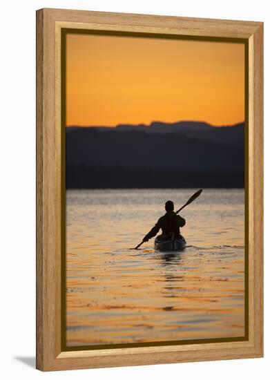 Sea Kayaking Jackson Lake In Grand Teton National Park, WY-Justin Bailie-Framed Premier Image Canvas