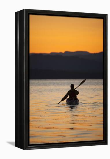 Sea Kayaking Jackson Lake In Grand Teton National Park, WY-Justin Bailie-Framed Premier Image Canvas