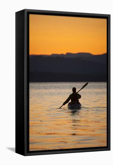 Sea Kayaking Jackson Lake In Grand Teton National Park, WY-Justin Bailie-Framed Premier Image Canvas