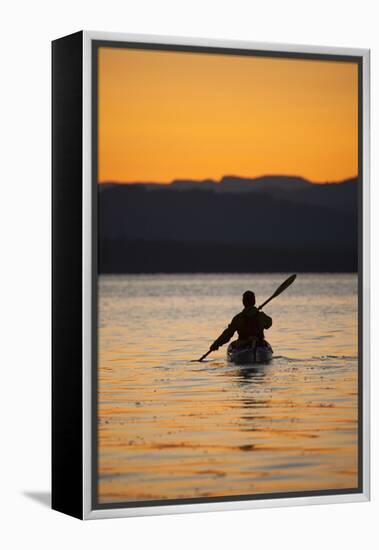 Sea Kayaking Jackson Lake In Grand Teton National Park, WY-Justin Bailie-Framed Premier Image Canvas