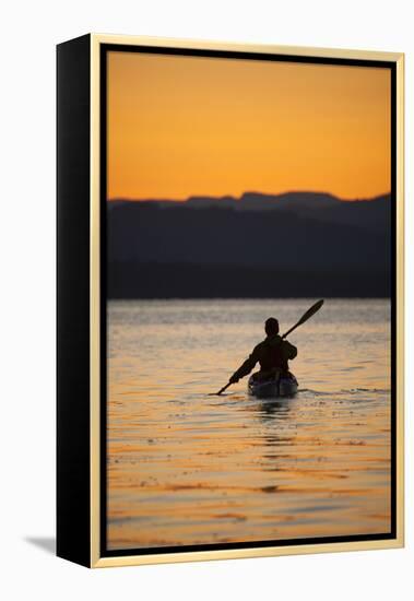 Sea Kayaking Jackson Lake In Grand Teton National Park, WY-Justin Bailie-Framed Premier Image Canvas