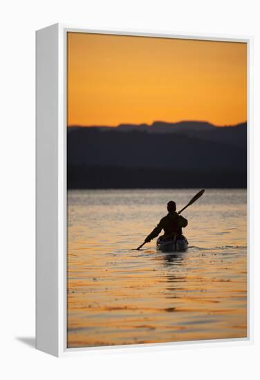 Sea Kayaking Jackson Lake In Grand Teton National Park, WY-Justin Bailie-Framed Premier Image Canvas