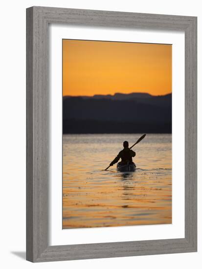 Sea Kayaking Jackson Lake In Grand Teton National Park, WY-Justin Bailie-Framed Photographic Print