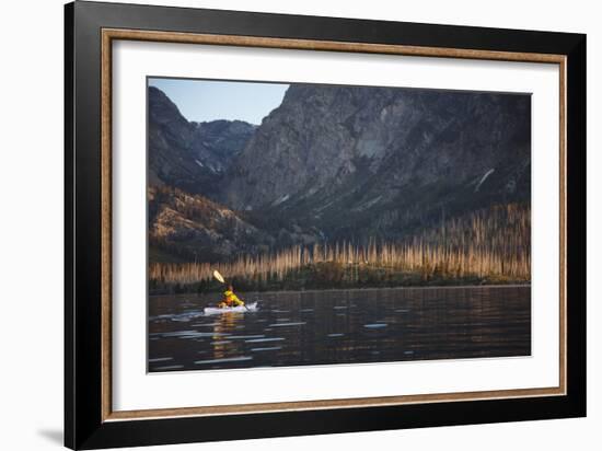 Sea Kayaking Jackson Lake In Grand Teton National Park, WY-Justin Bailie-Framed Photographic Print