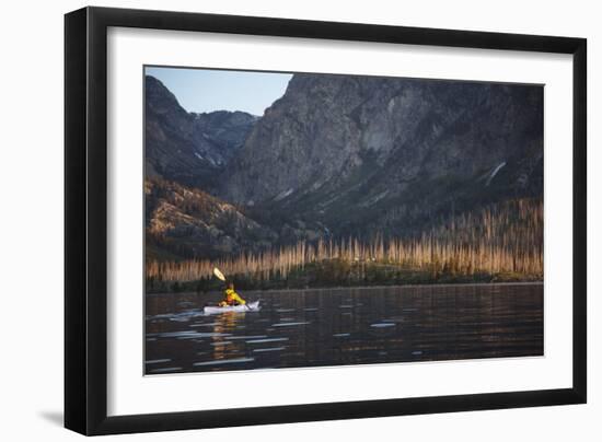 Sea Kayaking Jackson Lake In Grand Teton National Park, WY-Justin Bailie-Framed Photographic Print