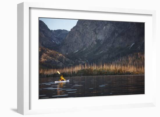 Sea Kayaking Jackson Lake In Grand Teton National Park, WY-Justin Bailie-Framed Photographic Print