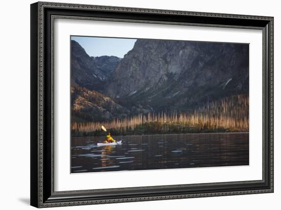 Sea Kayaking Jackson Lake In Grand Teton National Park, WY-Justin Bailie-Framed Photographic Print