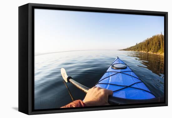 Sea Kayaking Jackson Lake In Grand Teton National Park, WY-Justin Bailie-Framed Premier Image Canvas