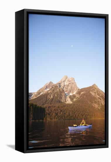 Sea Kayaking Jackson Lake In Grand Teton National Park, WY-Justin Bailie-Framed Premier Image Canvas