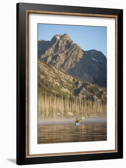 Sea Kayaking Jackson Lake In Grand Teton National Park, WY-Justin Bailie-Framed Photographic Print