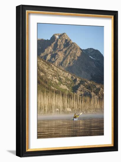 Sea Kayaking Jackson Lake In Grand Teton National Park, WY-Justin Bailie-Framed Photographic Print