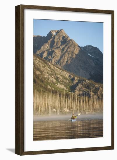 Sea Kayaking Jackson Lake In Grand Teton National Park, WY-Justin Bailie-Framed Photographic Print